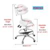 FXLUHAY Hydraulic Saddle Stool with Backrest, Footrest and PU Casters, White view 2