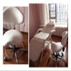 FXLUHAY Hydraulic Saddle Stool with Backrest, Footrest and PU Casters, White view 3