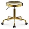 FXLUHAY Rolling Stool, Adjustable Beauty Stool with Wheels, Saddle Stool with White Faux Leather Seat, Height 43–53 cm, Load Capacity 160 kg (Style #3) view 1