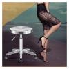 FXLUHAY Rolling Stool, Adjustable Beauty Stool with Wheels, Saddle Stool with White Faux Leather Seat, Height 43–53 cm, Load Capacity 160 kg (Style #3) view 2