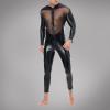 Men's Wet-Look Mesh Catsuit with Long Sleeves and Legs view 3