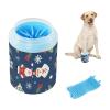 Miaozhen Merry Christmas Snowflake Santa Dark Blue Reusable Paw Washer Cup with Soft Silicone Bristles for Dogs and Cats view 2