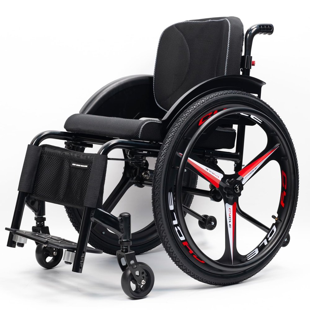 Sunyongfly Lightweight Aluminum Alloy Sport Wheelchair, Foldable, with Quick-Release Wheels and Detachable Footrests (Seat Width: 40 cm, B)