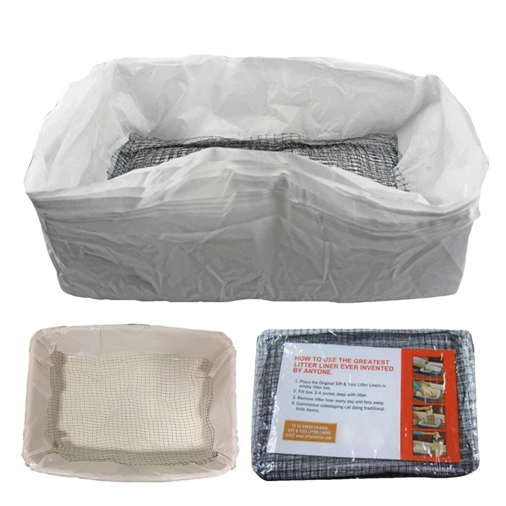 Fierudeng Cat Litter Box Liners with Drawstring, 47 x 36 x 17 cm