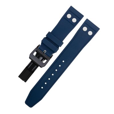21/22 mm Natural Fluororubber Rivet-Hole Watch Strap for Portugieser, Soft