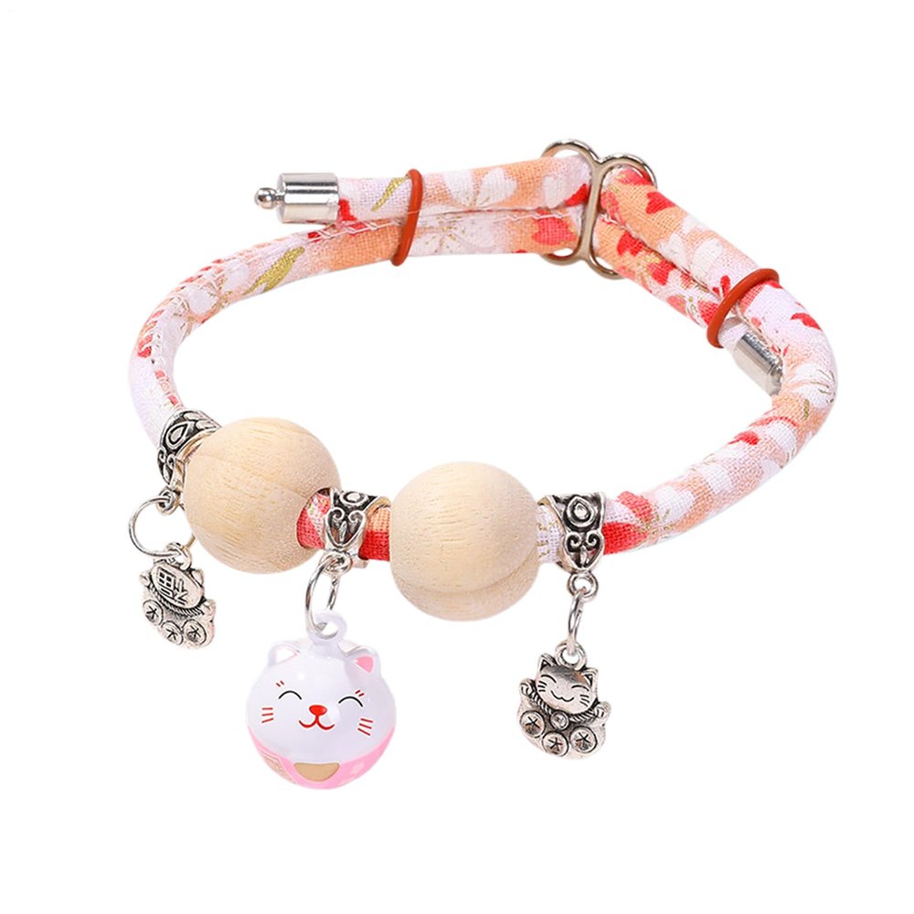 Bollisate Adjustable Cat Collar with Cedar Beads