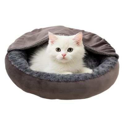 Zyntora Cat Bed - Cozy Puppy Bed - Round Donut Warm Pet Accessory