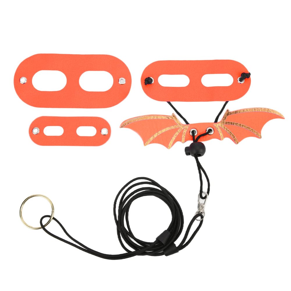Kikumi Leather Reptile Lizard Harness and Leash with Adjustable Wings, Orange
