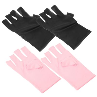 LIFKOME 2 Pairs Fingerless UV Manicure Gloves, Breathable Cotton Nail Art Gloves