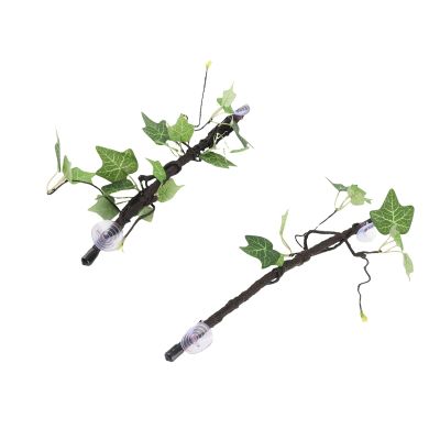 Fockety Reptile Branch Decor, Flexible Leaves, Terrarium Plant Decor for Small Pets, Plastic, 2 Corner Branches