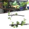 Fockety Reptile Branch Decor, Flexible Leaves, Terrarium Plant Decor for Small Pets, Plastic, 2 Corner Branches view 2
