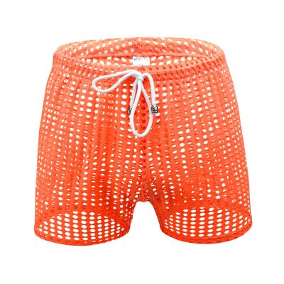 VgguDoe Men's Sexy Mesh Thong Underwear, Orange, L