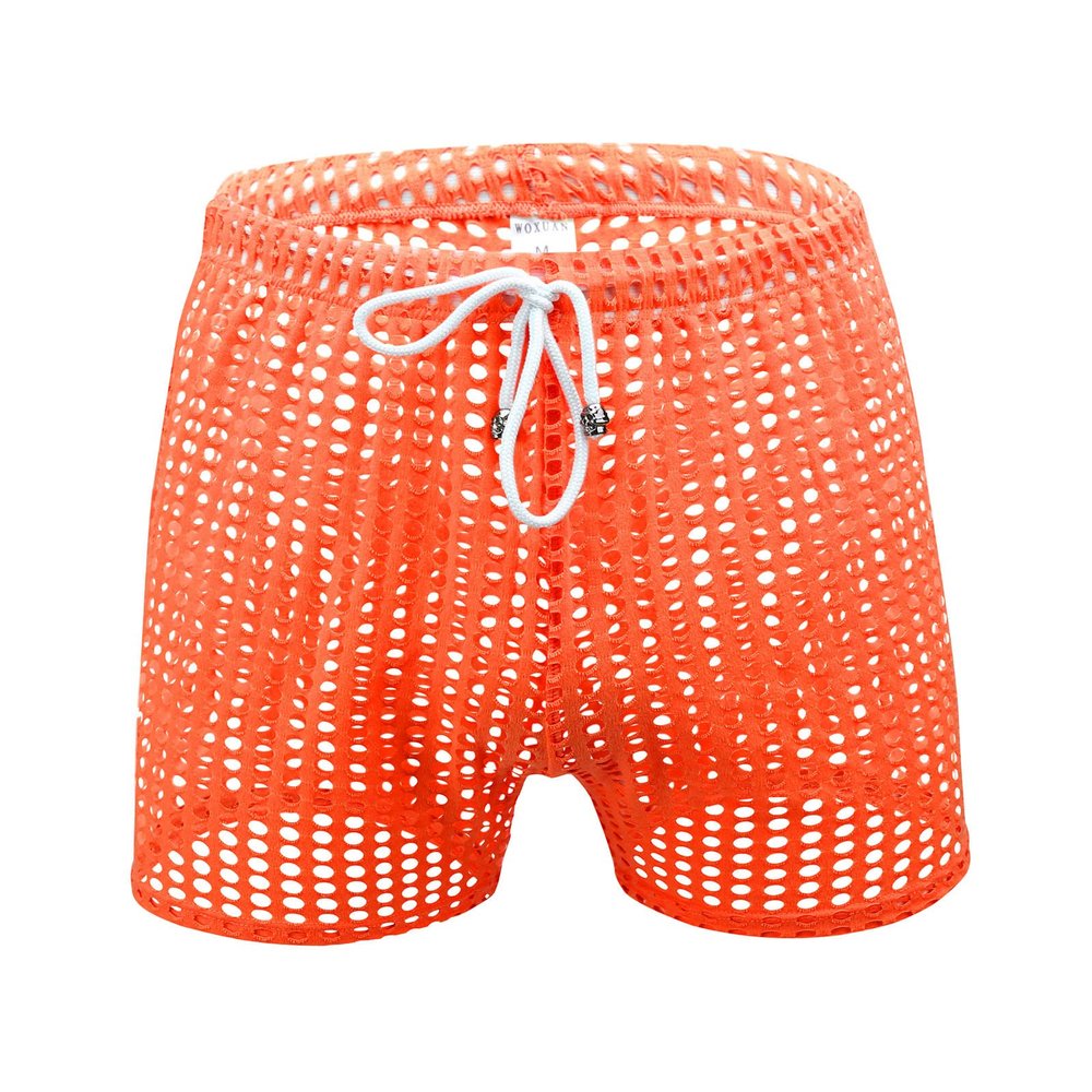VgguDoe Men's Sexy Mesh Thong Underwear, Orange, L