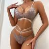 Women's Sexy Lace Lingerie Set, Gray, L view 3