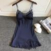 Sexy Women's Lingerie Babydoll Dress with Lace Robe, Navy, L view 2