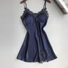 Sexy Women's Lingerie Babydoll Dress with Lace Robe, Navy, L view 3