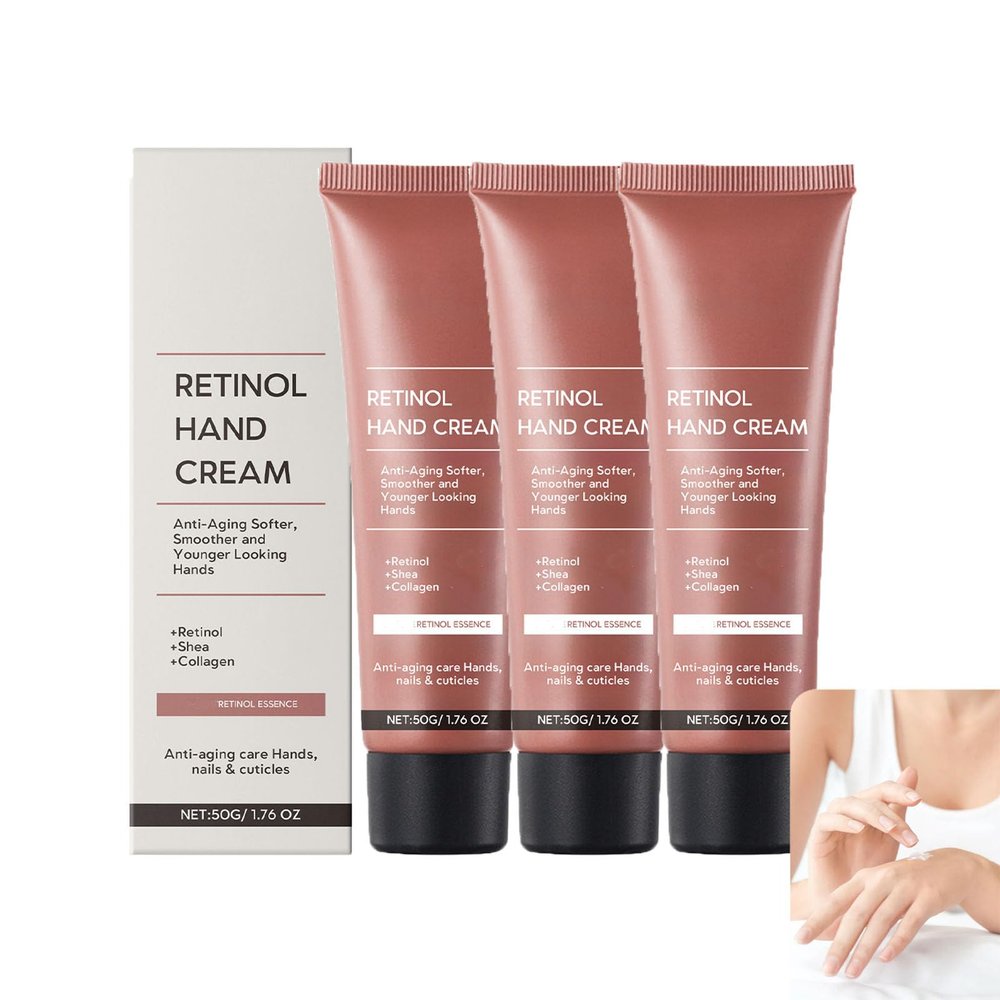 Retinol Hand Cream, Firming Anti-Aging Moisturizer for Dry, Cracked Hands (3-Pack)