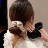 3 French-Style Hair Ties with Rhinestones and Ruffled Fabric view 3