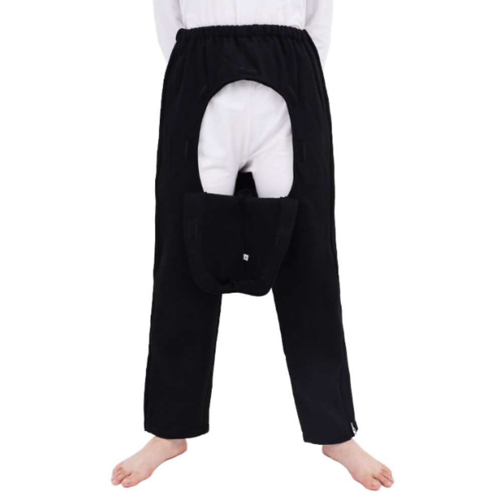 Fully Open Patient Pants for Bedridden Adults, Black, Large