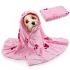 PLUSHCEWT Dog Towel, 100 x 60 cm, Pet Bath Towel, Pink view 4