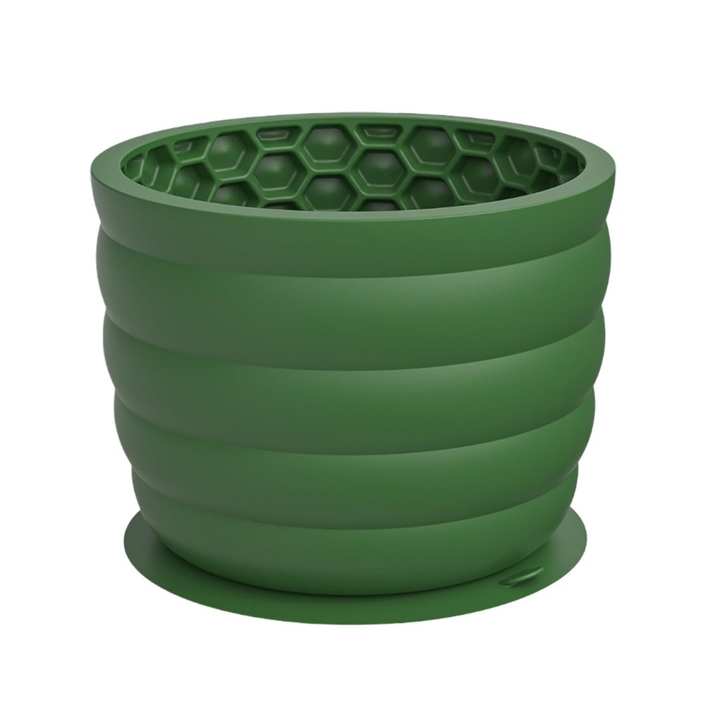 Chew-Resistant Silicone Slow Feeder Bowl with Suction Cups, Green, 12 x 12 x 9 cm
