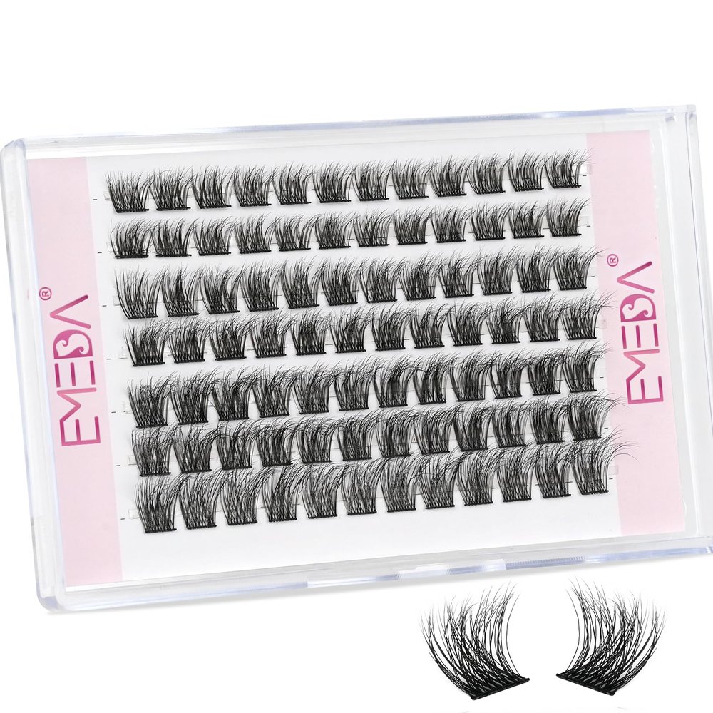 EMEDA 3D Natural Cluster Lashes, Fluffy DIY Lash Extensions, Thin Band, 10 mm