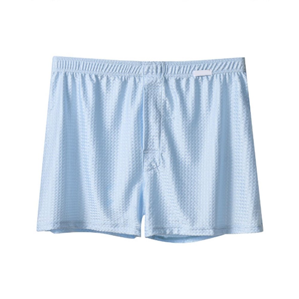 Men's Triangle Briefs, Transparent Ice Silk, Open Front and Back, Crotchless Thong, Blue, XXXL