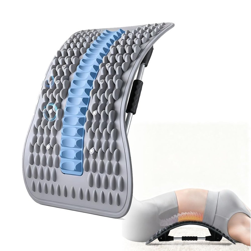 Back Support Board, 3-Level Adjustable Back Stretcher, Gray-Blue