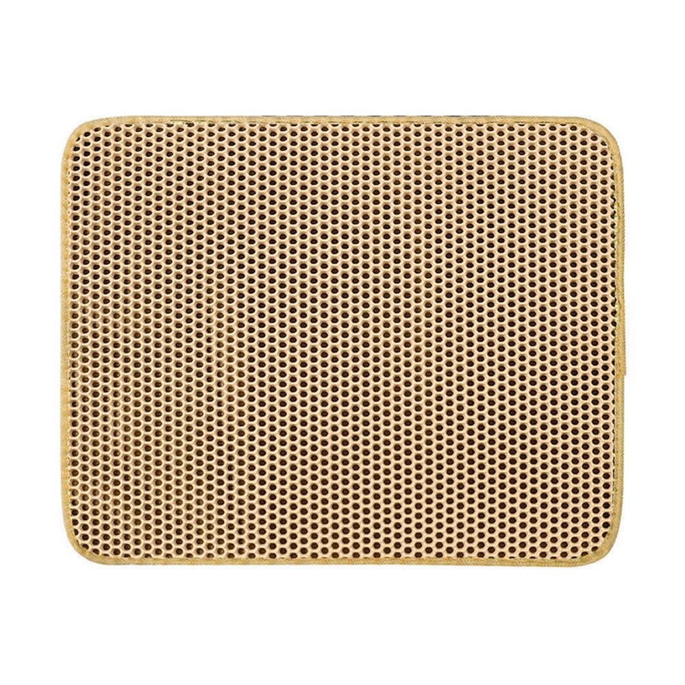 Cat Litter Mat, Honeycomb Double-Layer Design, Waterproof and Urine-Resistant, Washable, Curry, 30 x 30 cm