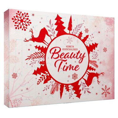 Beauty Time Cosmetics Advent Calendar, 24 Compartments, Makeup & Accessories, Christmas Design