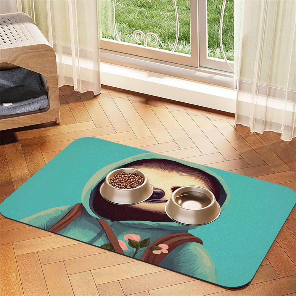 Foldable Pet Food Mat, Water-Absorbent Faux Leather, 30 x 45 cm, Non-Slip, for Cat and Dog Bowls