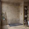 SoulHome Resin Shower Tray 200 x 100 cm Slate Gray with Gold Drain Grate view 3