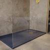 SoulHome Resin Shower Tray 200 x 100 cm Slate Gray with Gold Drain Grate view 4