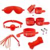 ZeeKoug Red 8-Piece Leather Leg and Wrist Multifunctional Cuffs, Adjustable Soft Elastic Band for Yoga Practice, Original Gift view 1