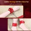 ZeeKoug Red 8-Piece Leather Leg and Wrist Multifunctional Cuffs, Adjustable Soft Elastic Band for Yoga Practice, Original Gift view 4