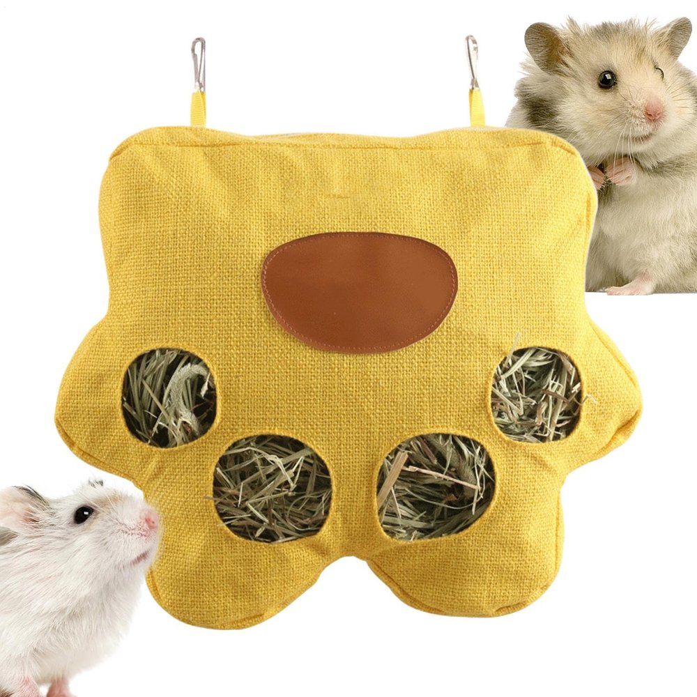 Dewireaey Rabbit Hay Bag | Hanging Hay Holder - 4-Hole Dispenser for Small Pets