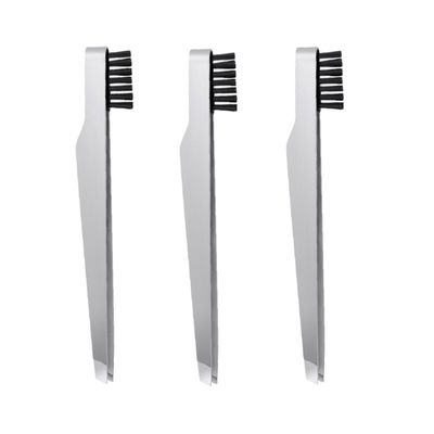3-Piece Stainless Steel Eyebrow Tweezers, Angled Tip, Silver