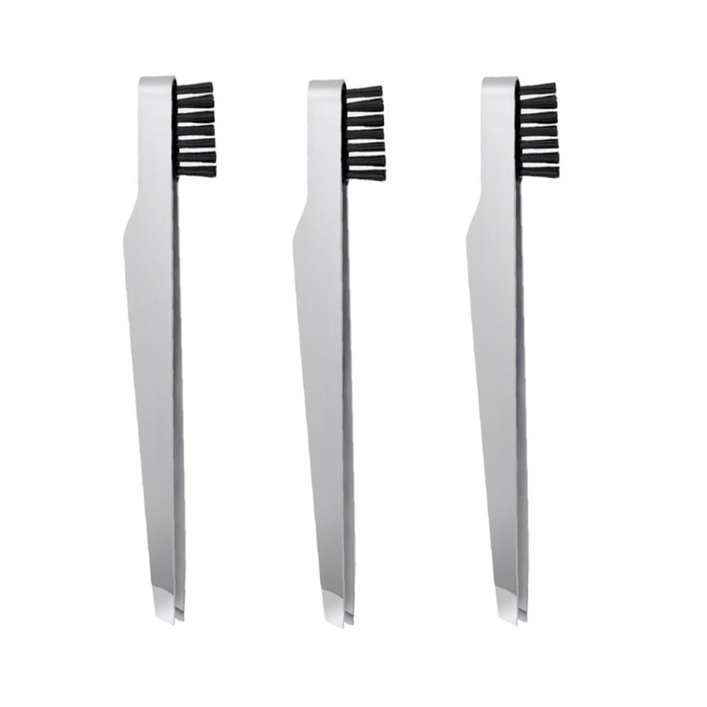 3-Piece Stainless Steel Eyebrow Tweezers, Angled Tip, Silver