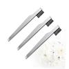 3-Piece Stainless Steel Eyebrow Tweezers, Angled Tip, Silver view 2