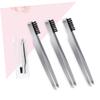 3-Piece Stainless Steel Eyebrow Tweezers, Angled Tip, Silver view 4