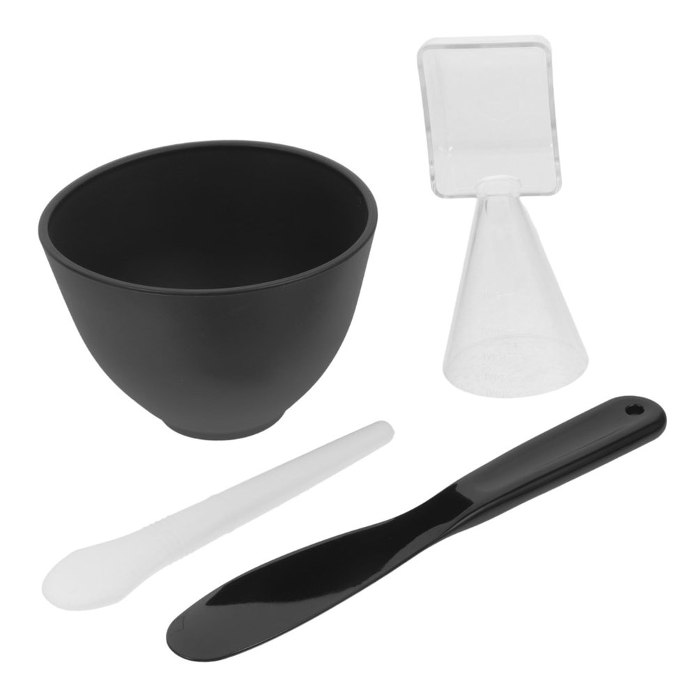 Beatifufu DIY Facial Mask Mixing Bowl Set, Black Silicone and PP, with Measuring Spoon and Applicator