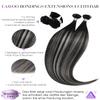 LaaVoo Bonding Extensions Remy Human Hair, Black Balayage/Ombre Silver, 35 cm, 40 g, 50 Pieces, #1B/S/1B view 2
