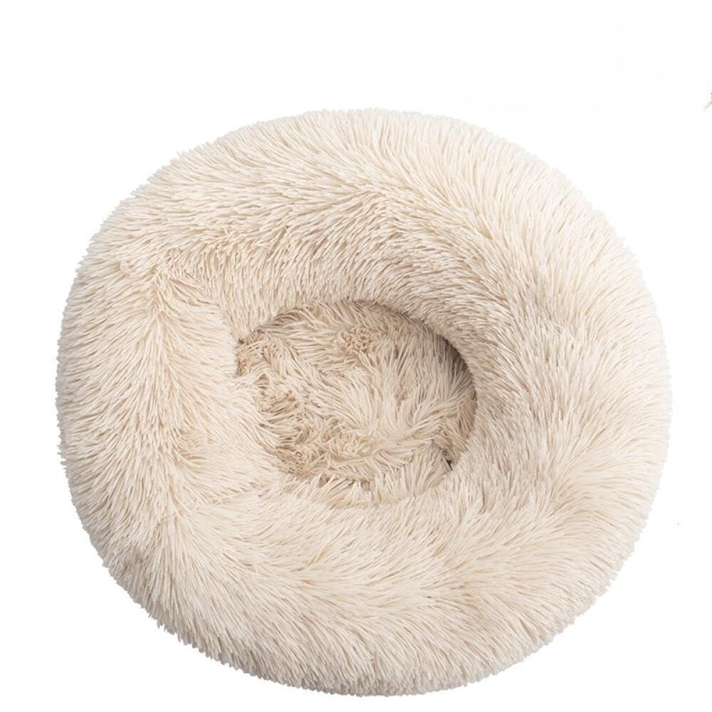 Donut Pet Bed for Cats and Dogs, Washable Plush Cushion, Waterproof Base, Brown1, 60 cm × 20 cm