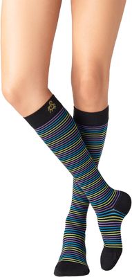 SOLIDEA STRIPE GAME ZENITH Knee-High Compression Socks, Black, 15/21 mmHg, XL