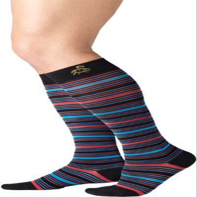 SOLIDEA STRIPE GAME ALTAIR Knee-High Compression Socks, Black, 15/21 mmHg, XXL