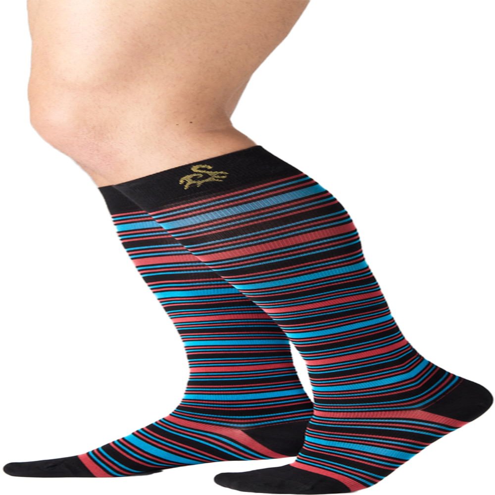 SOLIDEA STRIPE GAME ALTAIR Knee-High Compression Socks, Black, 15/21 mmHg, XXL