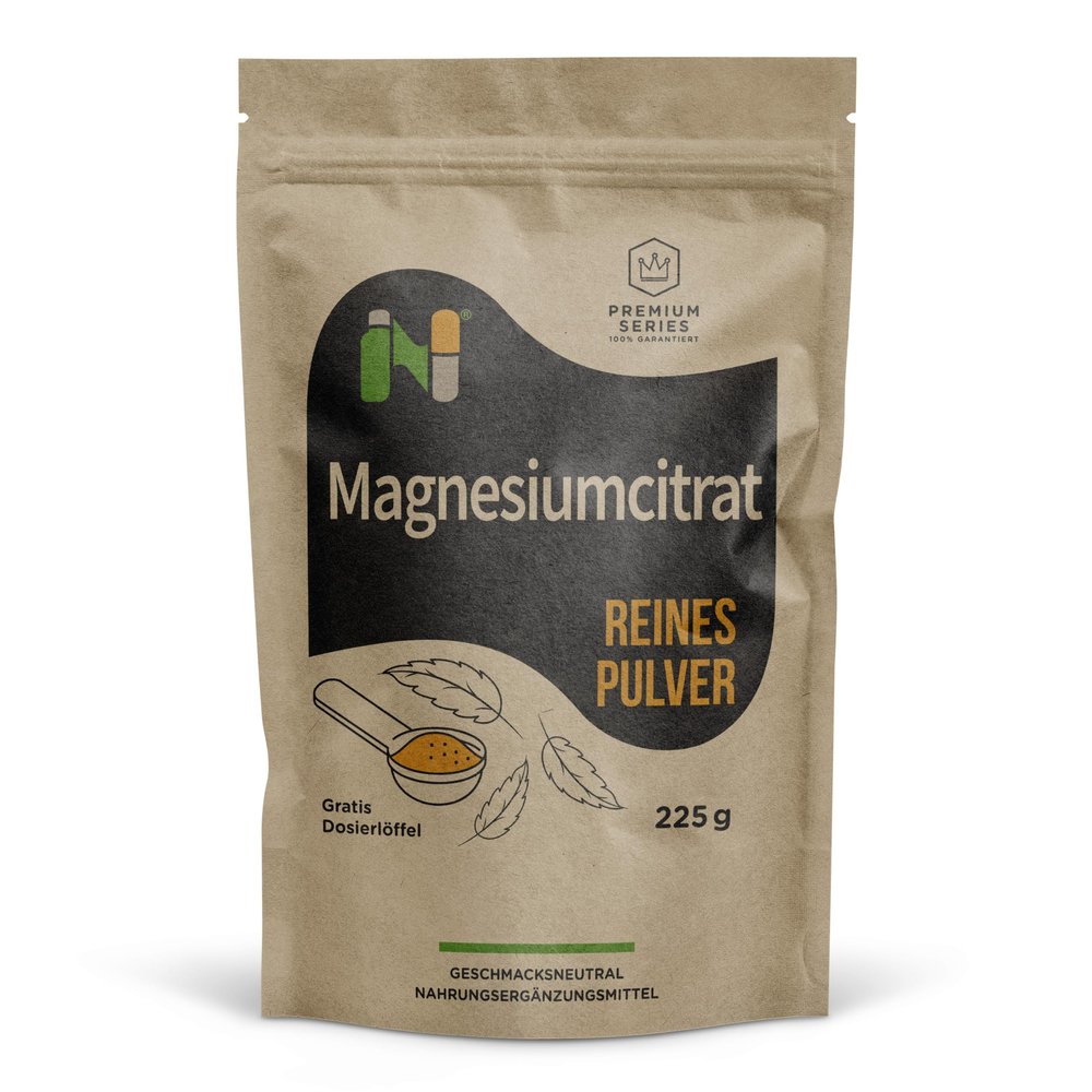 NUPA Magnesium Citrate Powder 225 g (100 Servings), 200 mg Magnesium per Serving, Vegan