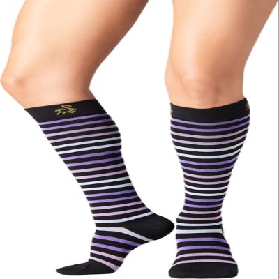 SOLIDEA STRIPE GAME FENICE Knee-High Compression Socks, Black, 15/21 mmHg, Size S