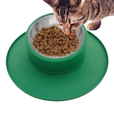 Tip-Resistant Silicone & Stainless Steel Pet Bowl, Leakproof
