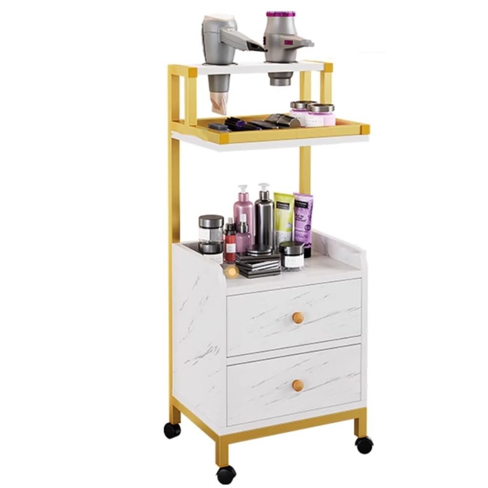 Gold Salon Trolley, 32 x 34 x 95 cm